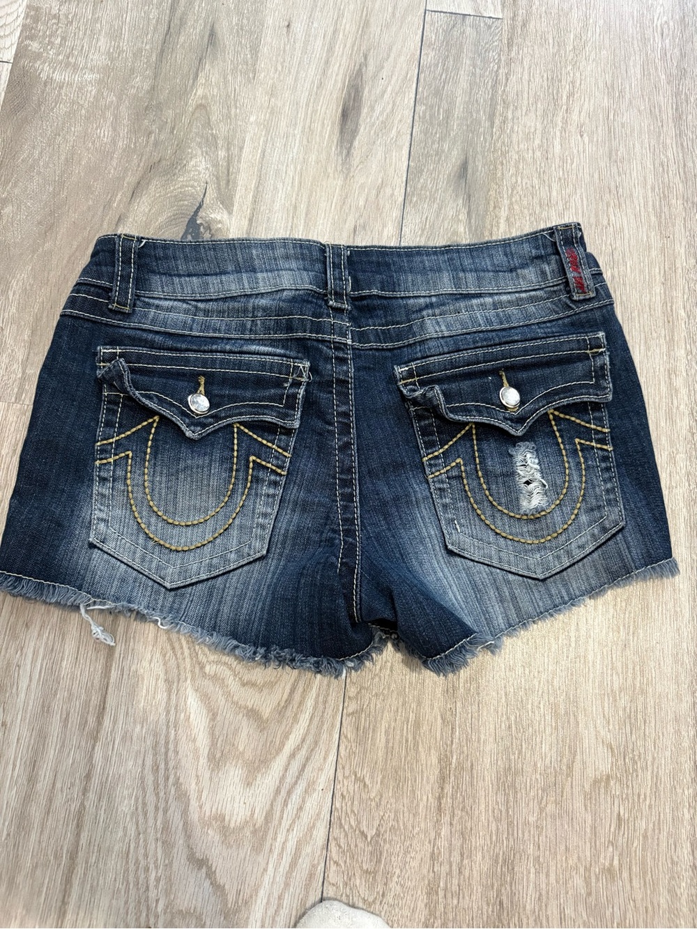 BH Jeans Y2K low rise distressed bedazzeled denim booty shorts